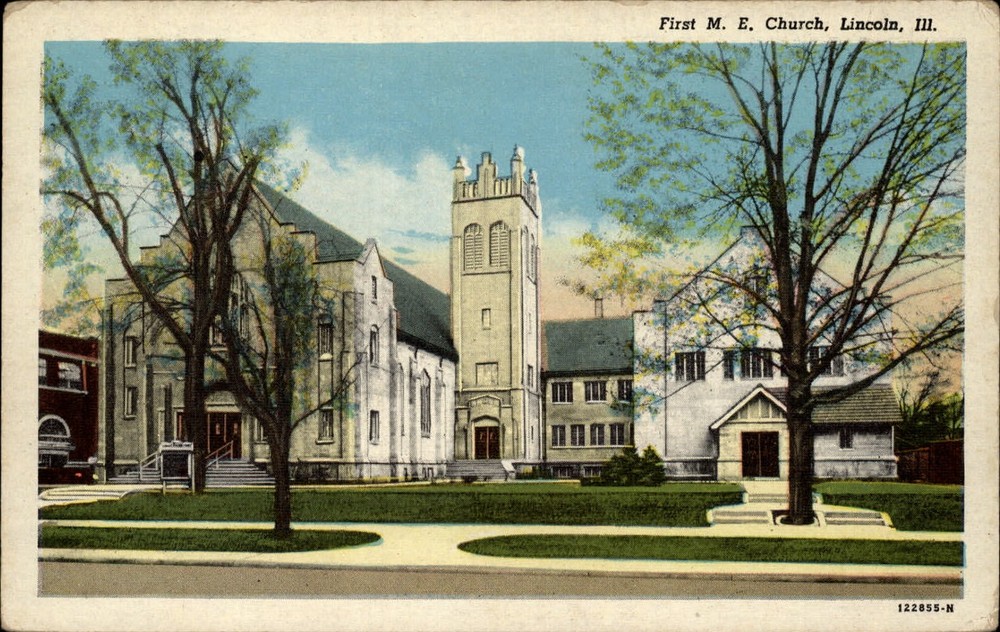 First Methodist Episcopal Church Lincoln Illinois  ~ 1940s linen