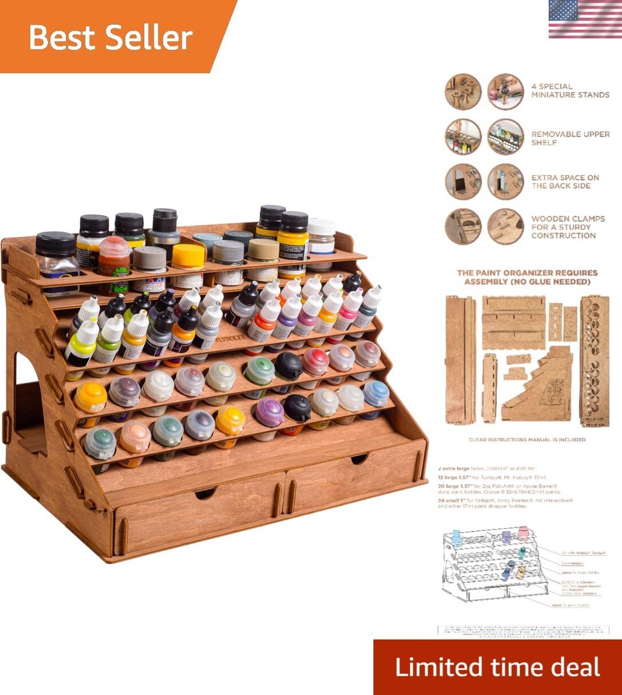 Wooden Craft Paint Storage Rack with 58 Holes for Paint Bottles - Hand Craft ...