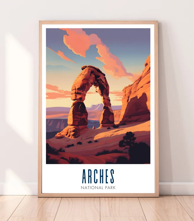 Explore Arches National Park Stunning Landscape Travel Poster  