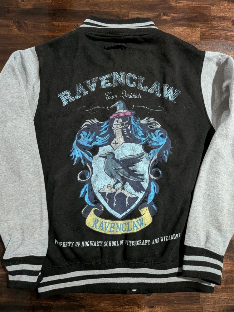 Harry Potter Unisex Small Ravenclaw Snap Varsity Quidditch Jacket Black Gray Y2K