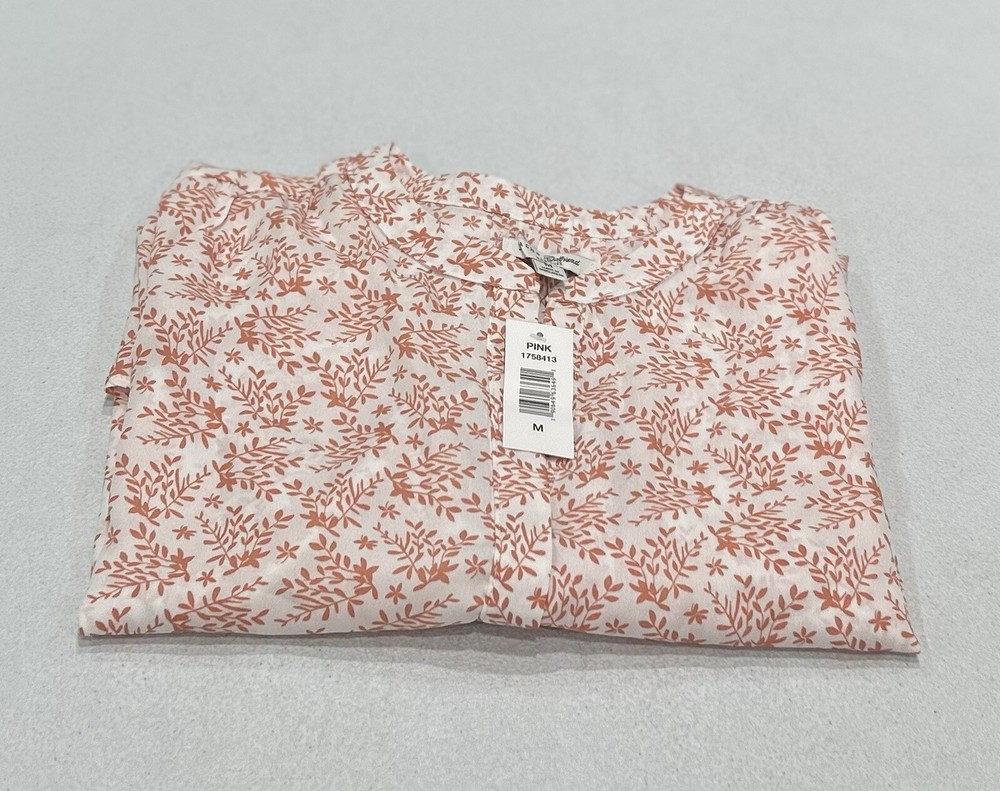 Jachs Womens Pink Printed 3/4 Sleeve Hidden Button Blouse Size M