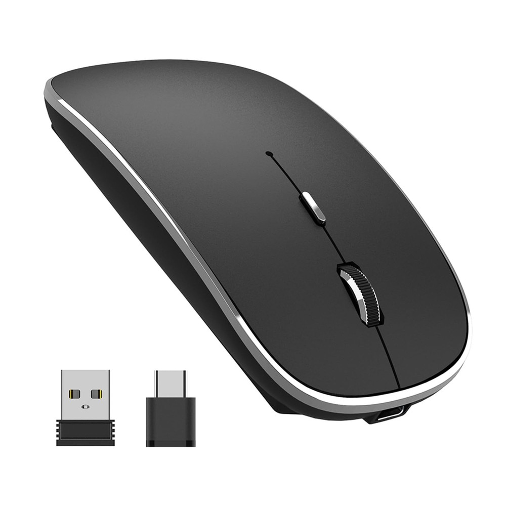 Slim USB C Wireless Mouse Rechargeable 2.4G Dual Mode with Nano Receiver