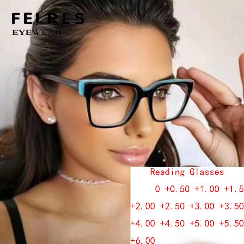 TR90 Square Anti Blue Light Reading Glasses Women Clear Lens Retro Glasses New