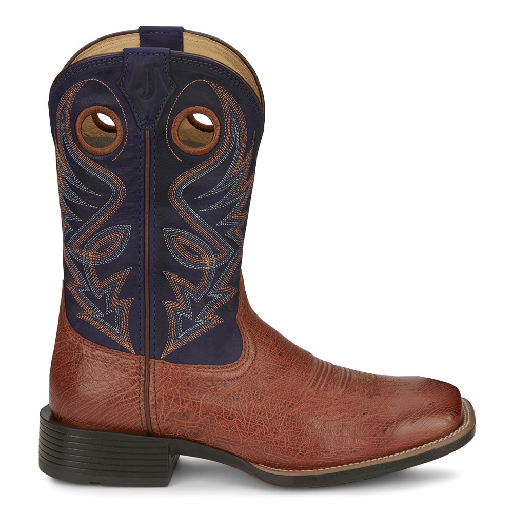 Justin Boots Roswell 11 Inch Wide Square Toe Cowboy Boots for Men in Brown UN8
