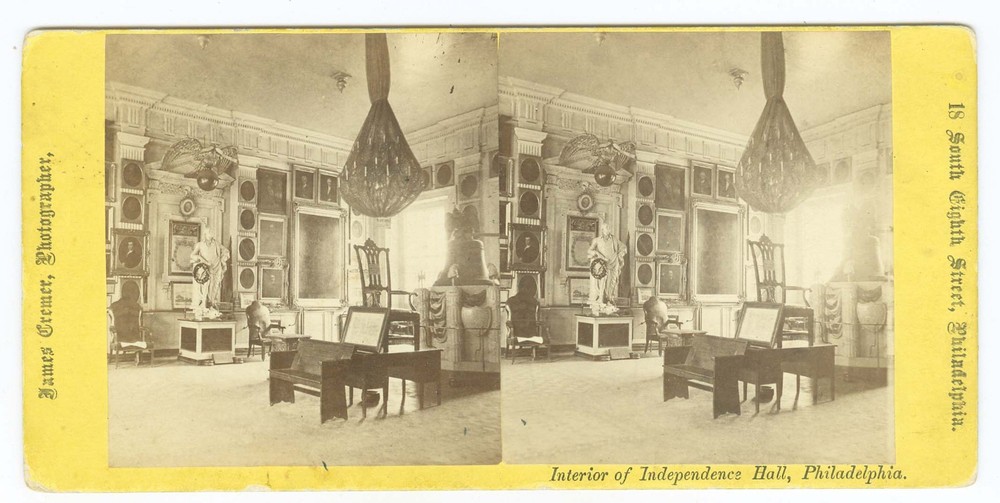 D1640~ PHILADELPHIA – Independence Hall Interior c.1860s Stereoview - Cremer