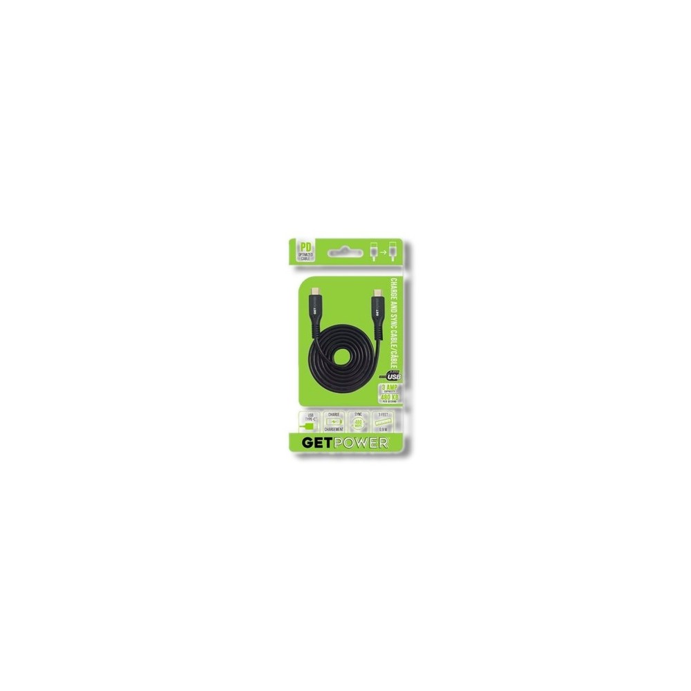 GetPower Black Hi-Speed USB Charge/Sync Cable For Universal 3 ft. L GP-USBC-USBC