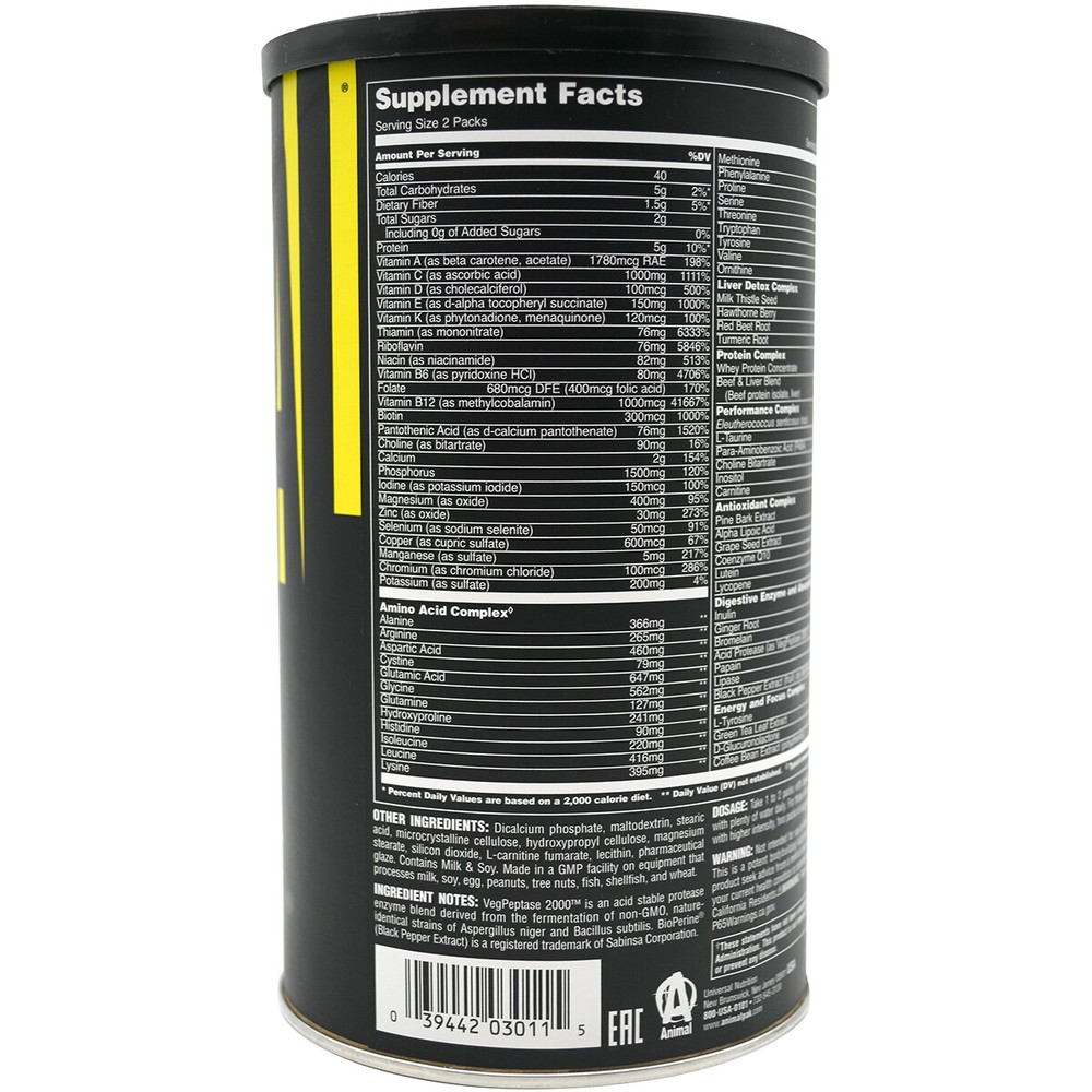 Universal Nutrition Animal Pak Dietary Supplement 44 Packs