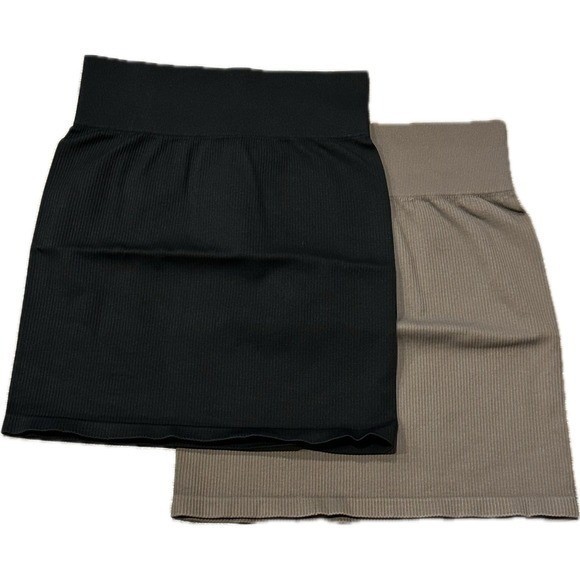 OQQ Women's 2 Piece Basic Versatile Stretchy Ribbed Casual High Waist Mini Skirt