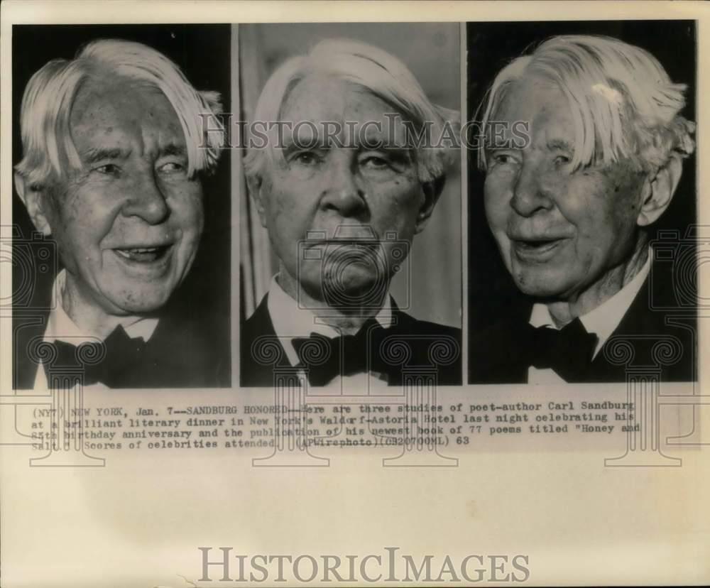 1963 Press Photo Carl Sandburg's 85th birthday at Waldorf-Astoria Hotel New York