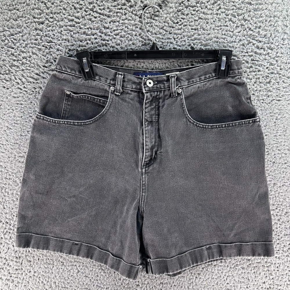 Vtg Black Faded Denim Shorts Womens 18 High Waist Mom Jeans 80/90s Cuffed Y2K