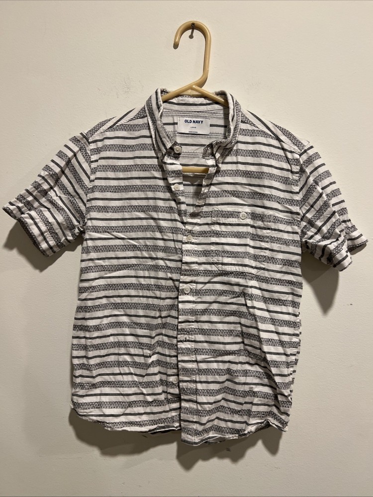 Old Navy Textured Dobby-Stripe Short-Sleeve Shirt for Boys Size L(10/12)