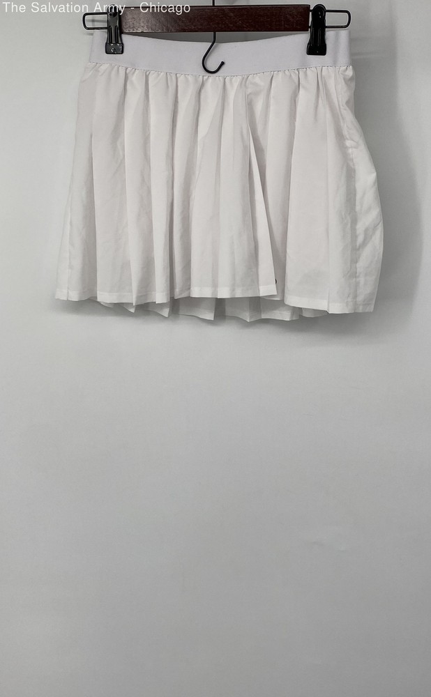 Alo Womens White Elastic Waist Pull On Tennis Pleated Skirt Size Small