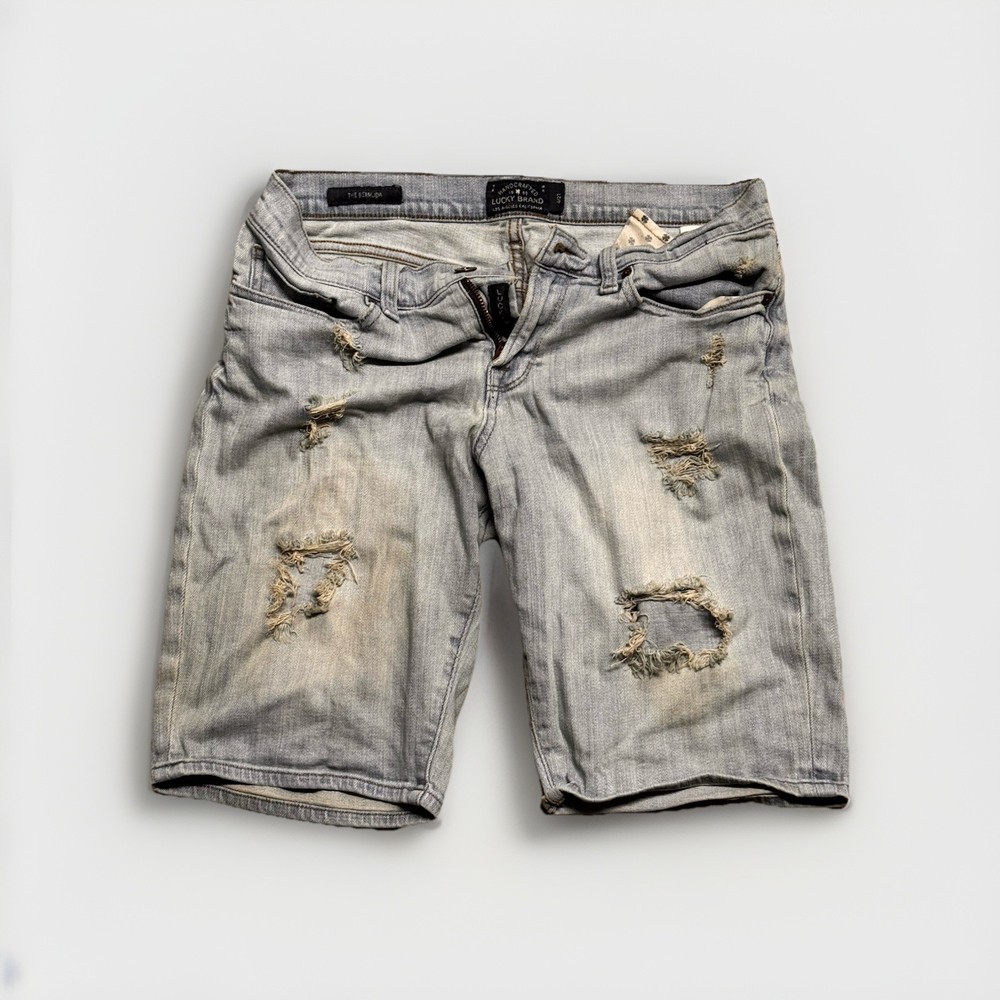 Lucky Brand Distressed Denim Shorts Women’s Size 27 Light Wash Cutoff Jeans