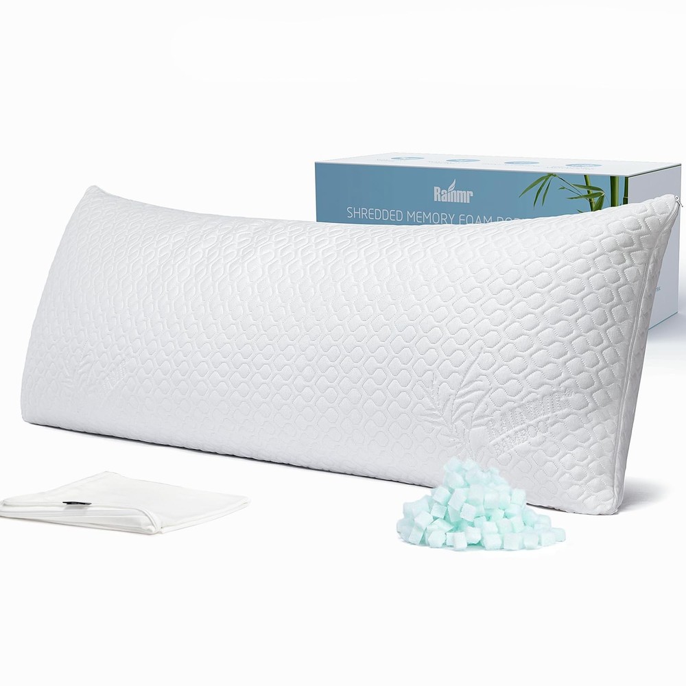 Shredded Memory Foam Full Body Pillow for Side Sleepers – Huggable Supportive Long Pillow  