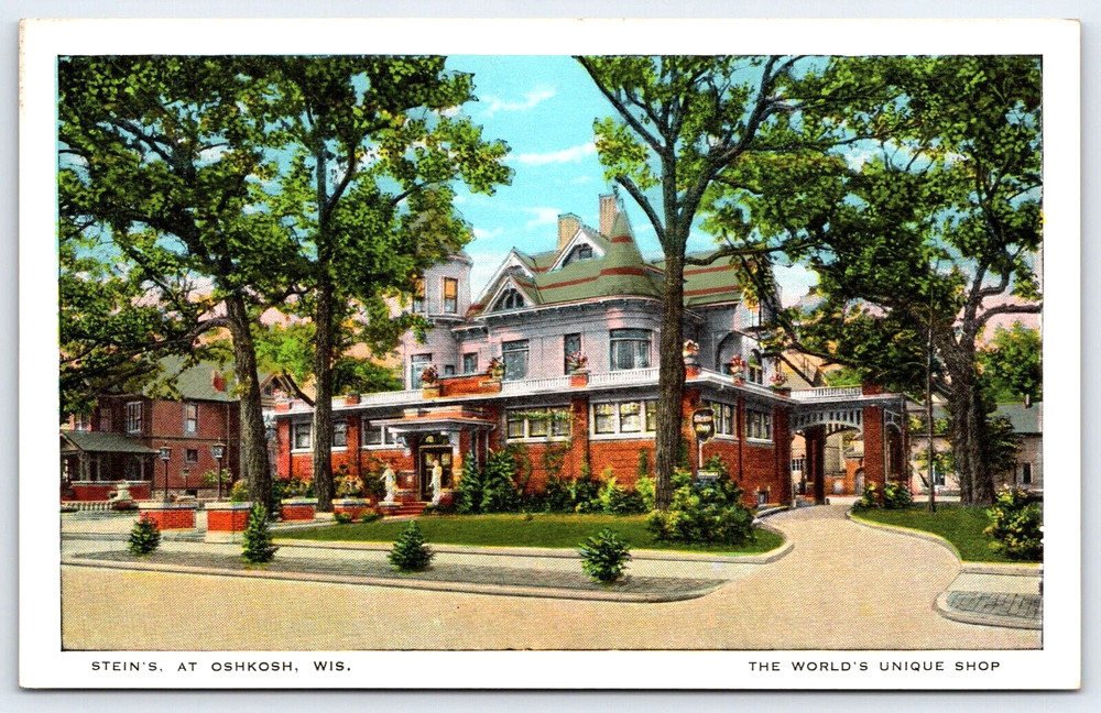 Vintage Postcard Old Antique Steins Womens Clothing Store Home Oshkosh Wisconsin
