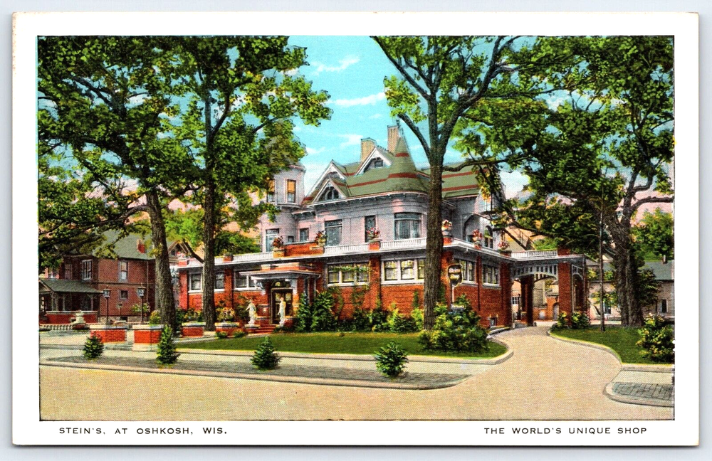 VINTAGE POSTCARD OLD ANTIQUE STEINS WOMENS CLOTHING STORE HOME OSHKOSH WISCONSIN