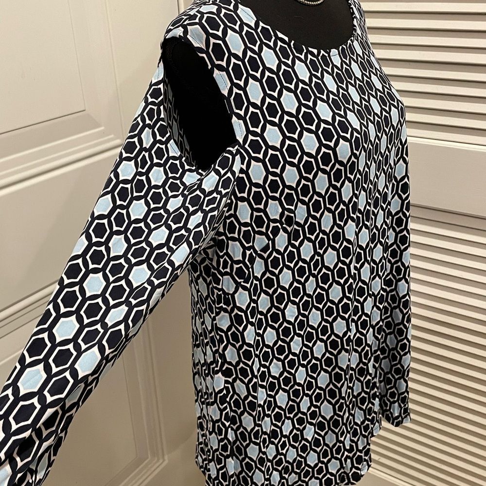 Charter Club Women Blouse Geometric Cold Shoulder Career Size 1X - NWT