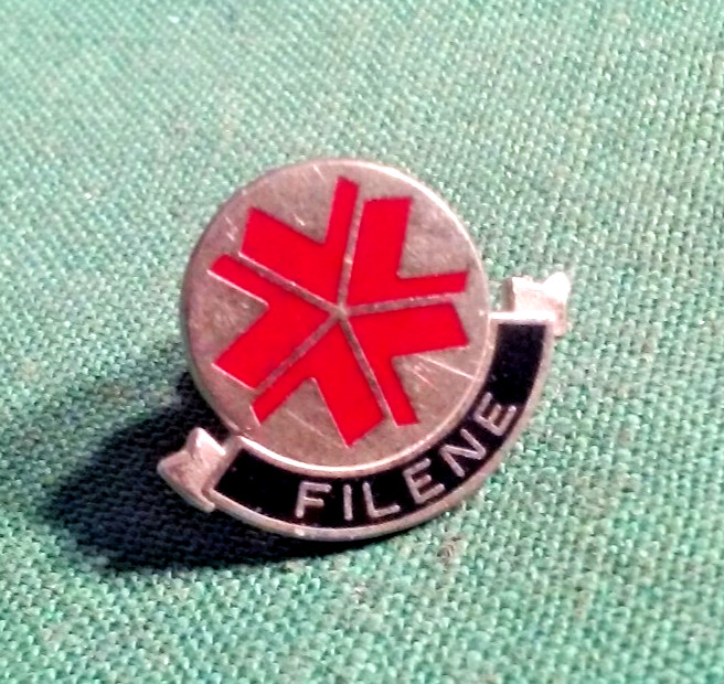 Vintage FILENE (by Esco) Lapel / Hat Pin or Tie-Tack Silver-Tone Metal & Enamel