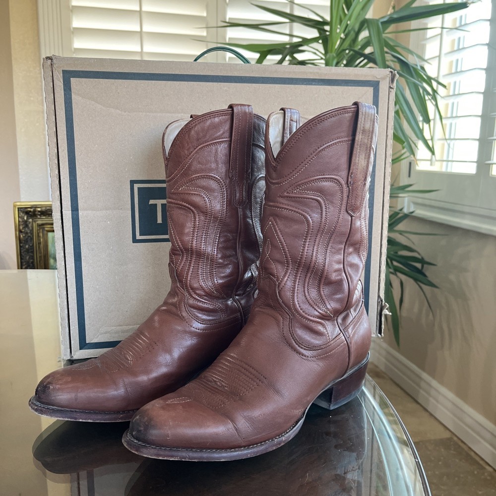 Tecovas Men's the Cartwright 9.5 D Calf Leather Cowboy Boots Bourbon Dark Brown
