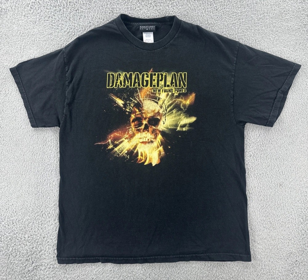 Vintage Signature Network Mens XL Black T Shirt Damageplan New Found Power Tee