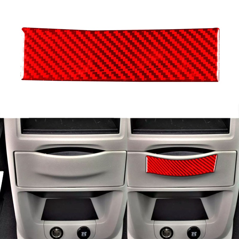 Red Carbon Fiber Console Storage Box Cover For Grand Caravan C/V Town & Country