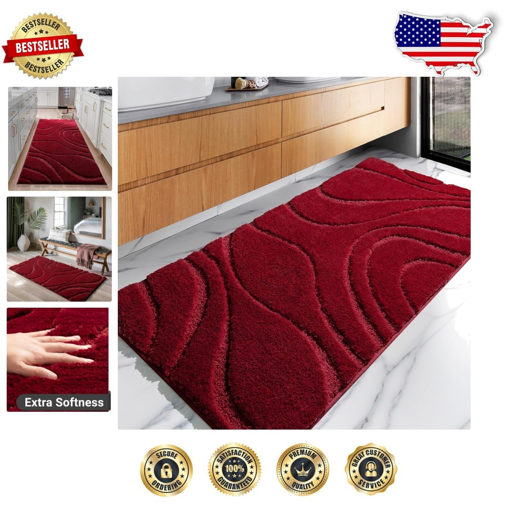 24x60 Non-Slip Plush Microfiber Bath Mat for Comfortable & Safe Shower