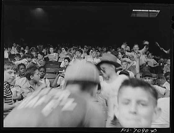 : Detroit, Michigan. Kids at a ball game at Briggs Stadium, Untitled photo