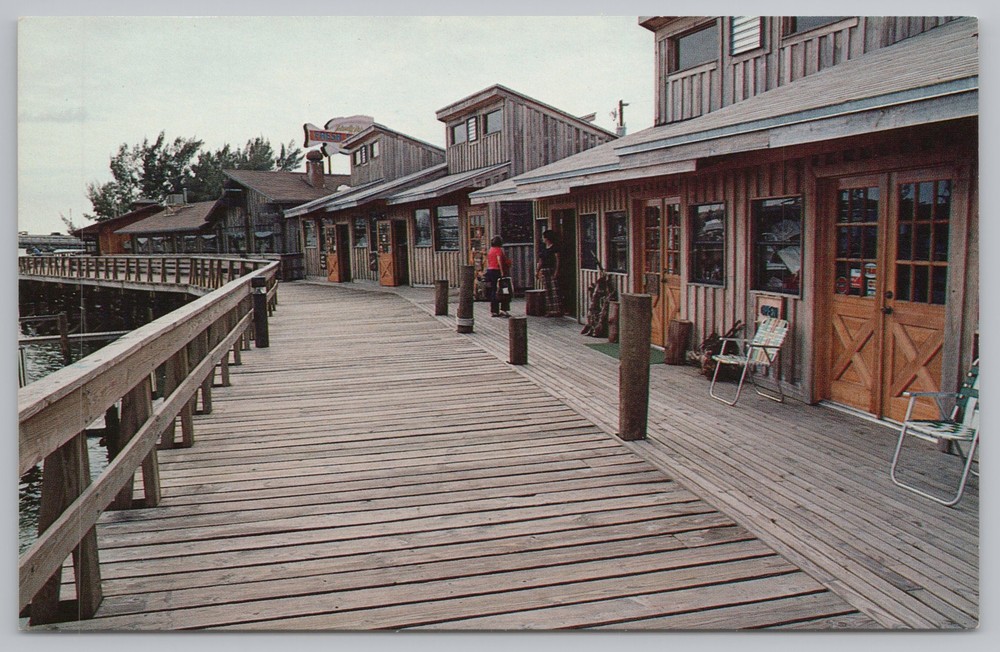 Madeira Beach FL~View Of Pelican Pier Shops~John's Pass Boardwalk~Vintage PC