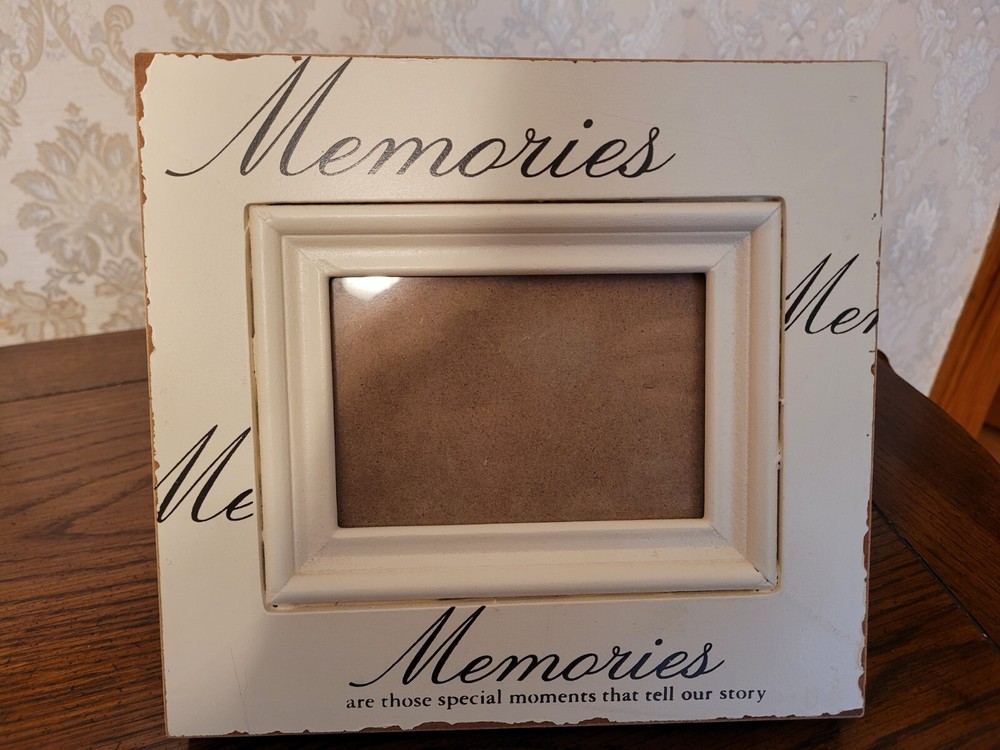 Cream Color Wooden Photo Picture Frame Distressed Wood 8.5x8