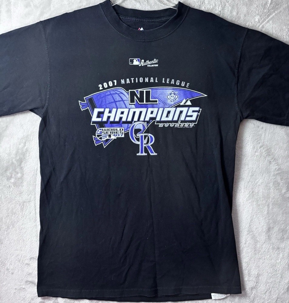 Colorado Rockies NL Champions 2007 Men’s Medium T Shirt Black MLB Rocktober