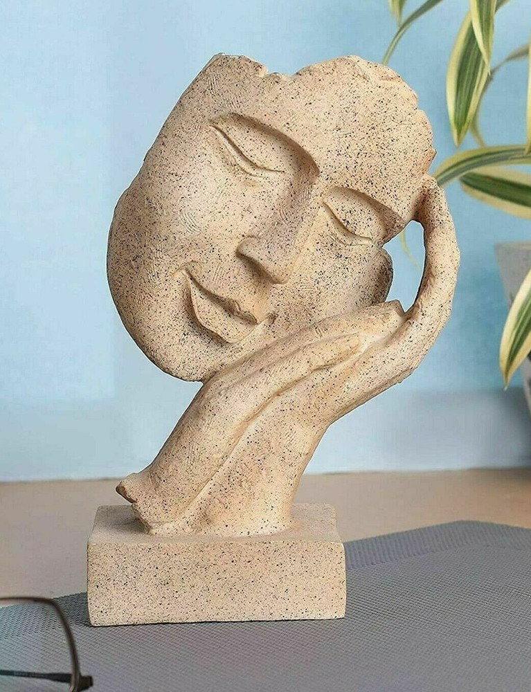 Resin Human Face Sculptures Showpieces With Modern Theme Abstract Design Art-image