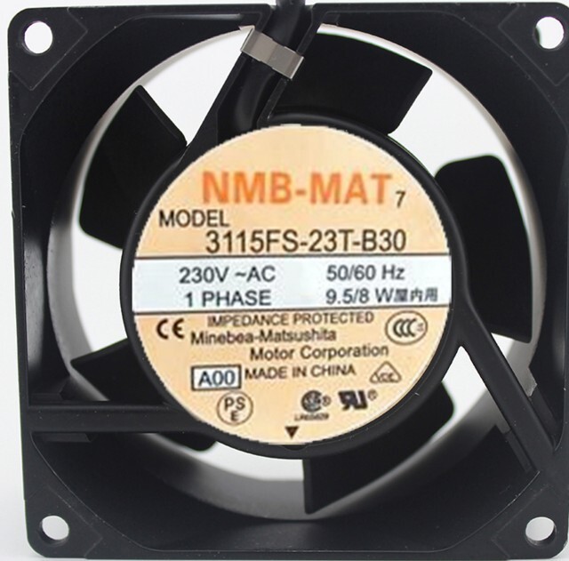 1 PCS  NMB Fan 3115FS-23T-B30  AC 230V 8038 8CM 2 Wire  Aluminum frame fan /