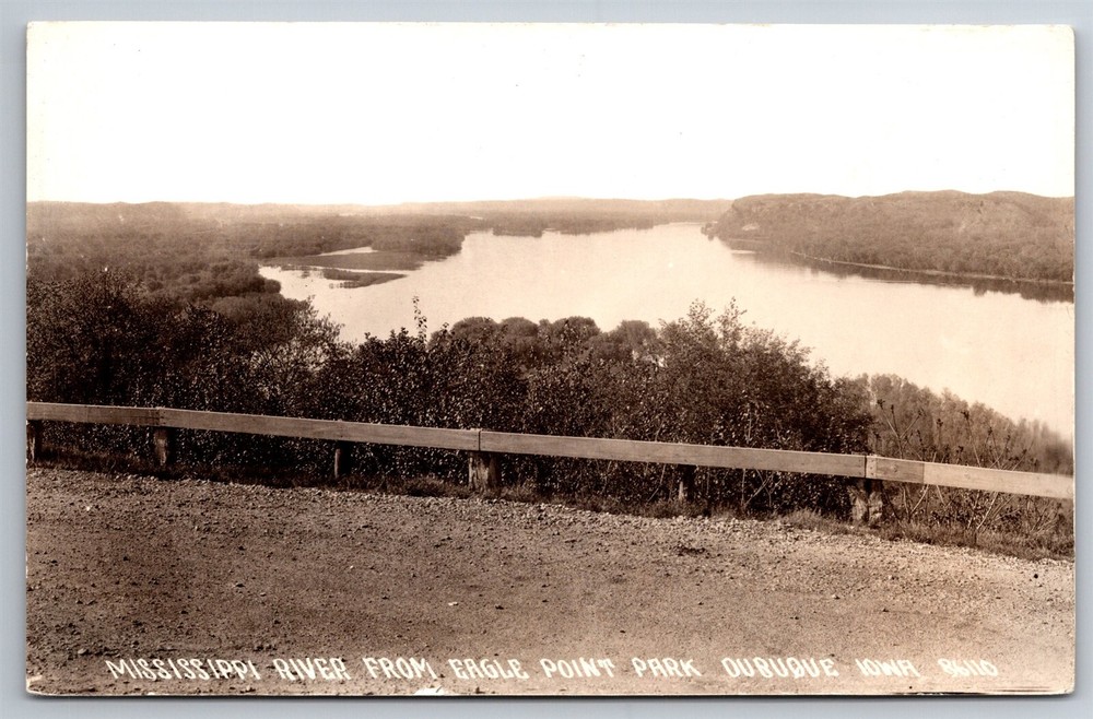 RPPC Mississippi River Eagle Point Dubuque IA C1910s Real Photo Postcard AB17