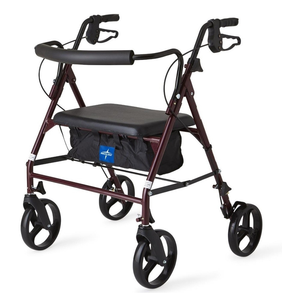 Guardian Medline Bariatric Rollator Walker W/Wide Seat Foldable Heavyduty 500lb