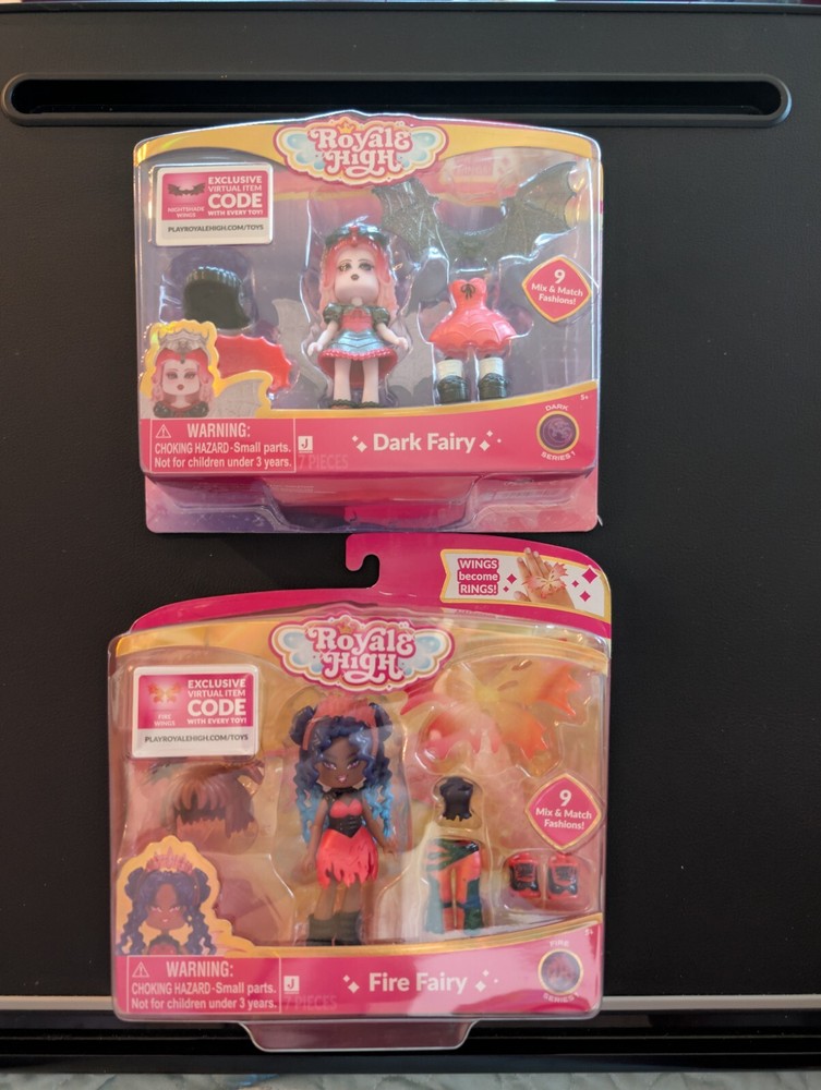 Royale High Fire & Dark Fairy Fashion Doll w/ Accessories & Virtual Code Roblox