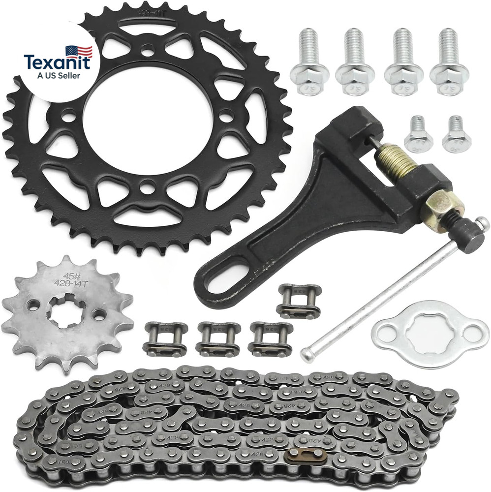 428 Chain ATV Motorcycle Rear Sprocket (41 Tooth), Front Sprocket (14 Tooth, 17