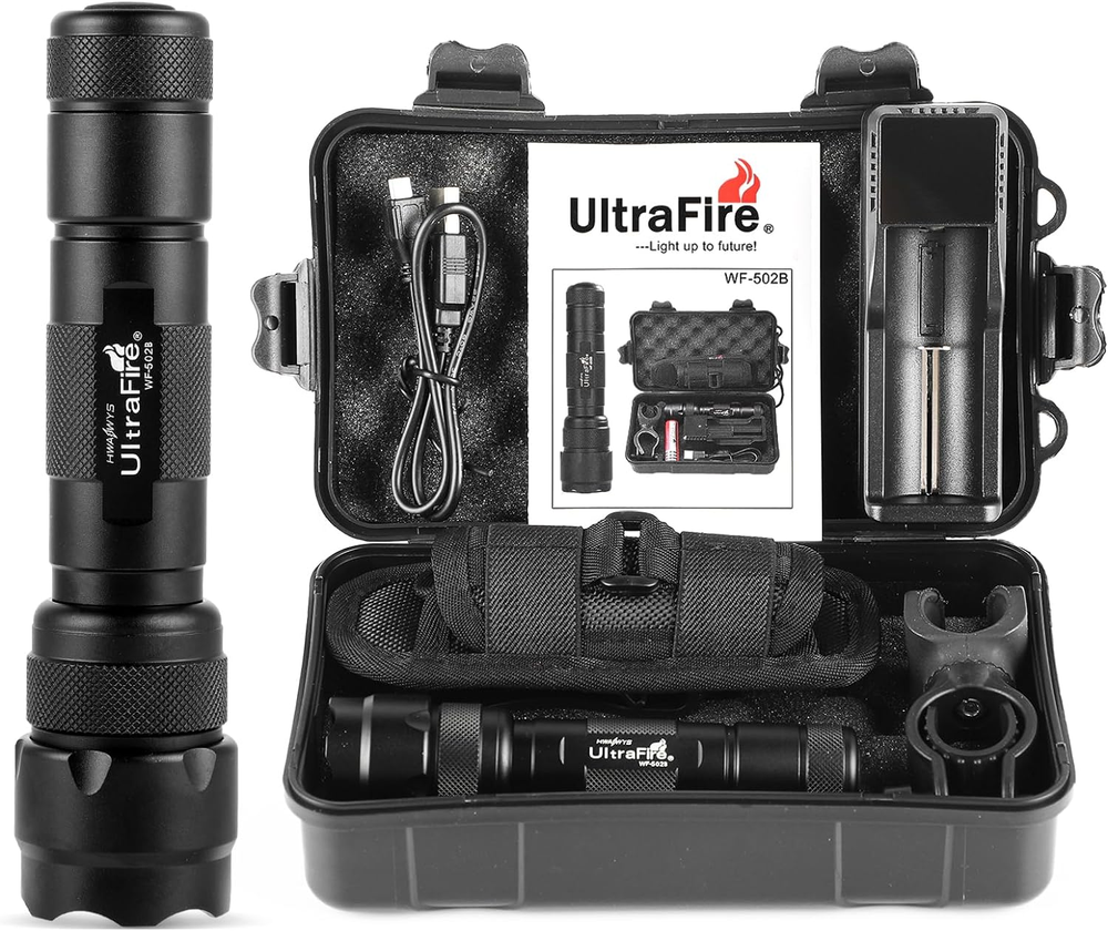 WF-502B LED Tactical Flashlight, 5 Modes 1000 High Lumens Flashlight Torch with