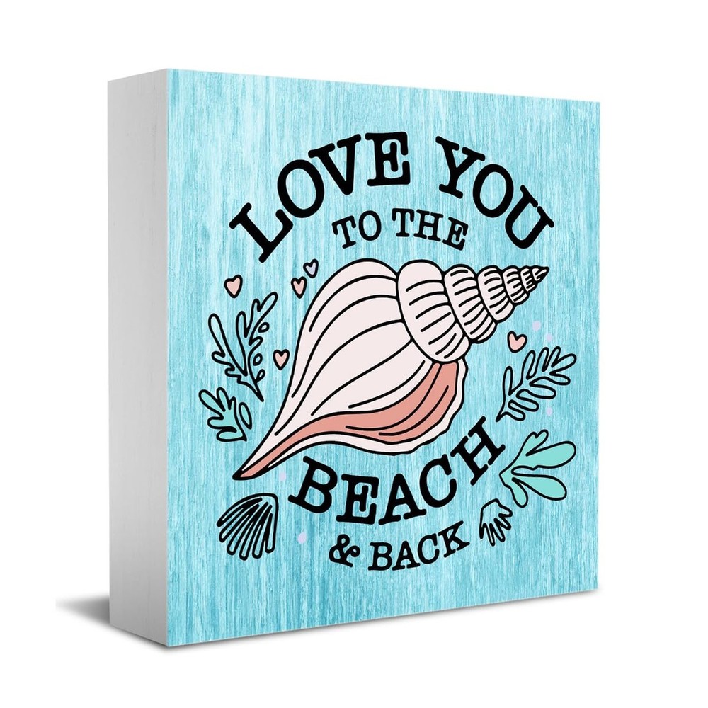 Summer-Themed Wooden Block Sign - Handmade Coastal Beach House Desk Decor, Ru...