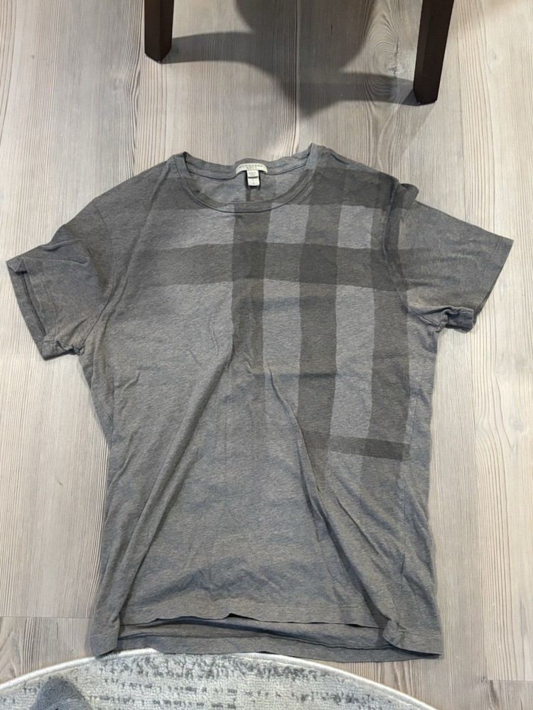 Vintage Burberry Brit Eburne T-Shirt Men's M Cotton Wool Blend Gray Luxury