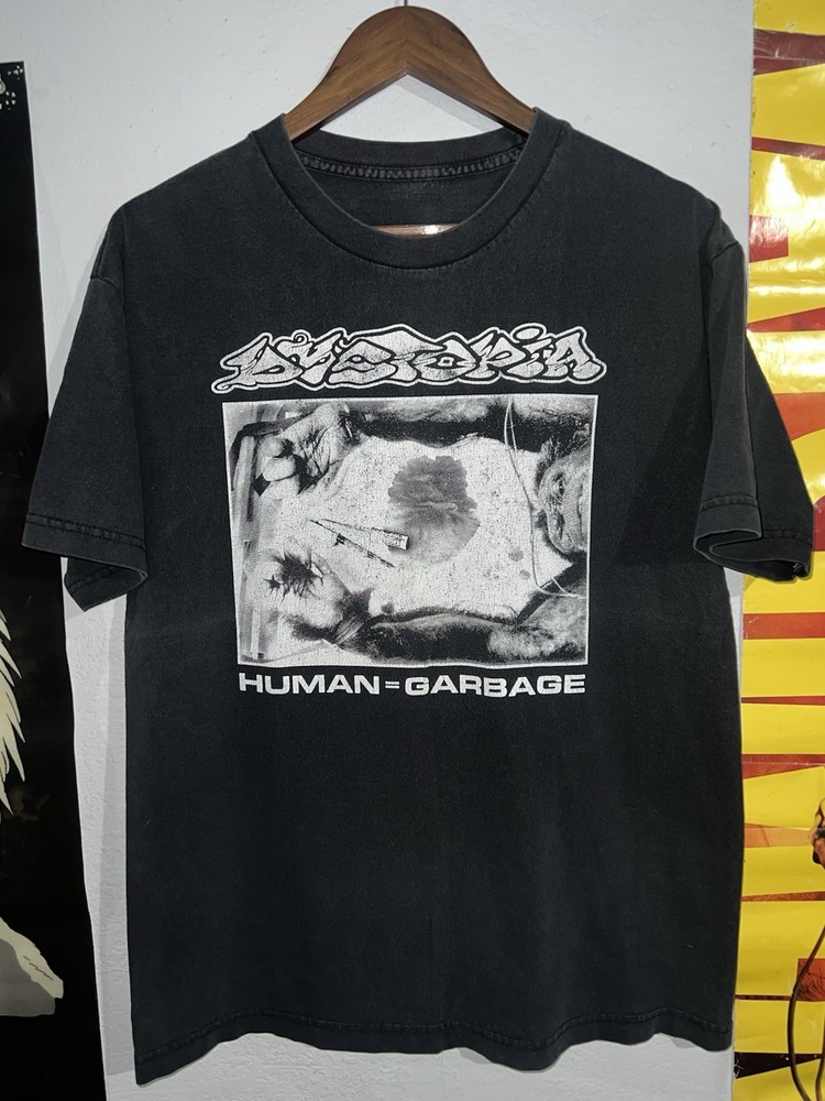 Vintage Faded Y2K Dystopia Band Tee L Sludge Metal Crust Punk Eye Hate Rock 2000