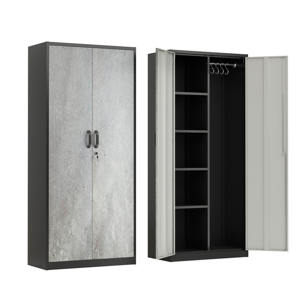 Heavy Duty Tool Organizer Cabinet with Locking Doors, Hooks & Adjustable Shelves
