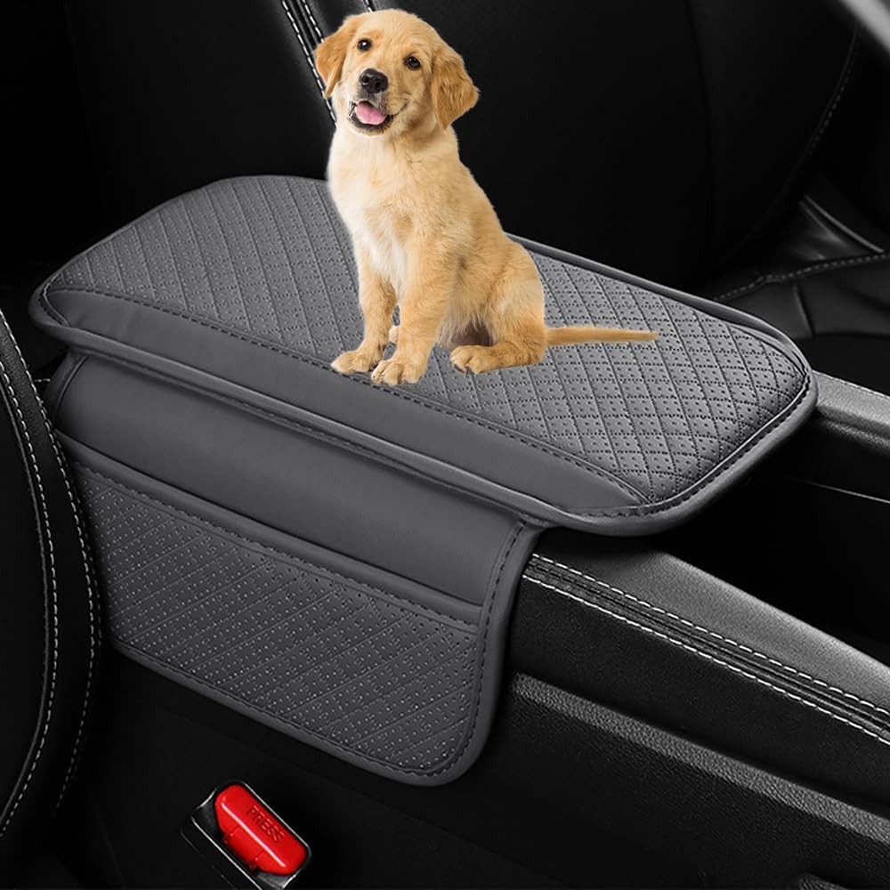 Upgraded Universal Car Center Console Cover in Microfiber Leather  Color: Grey