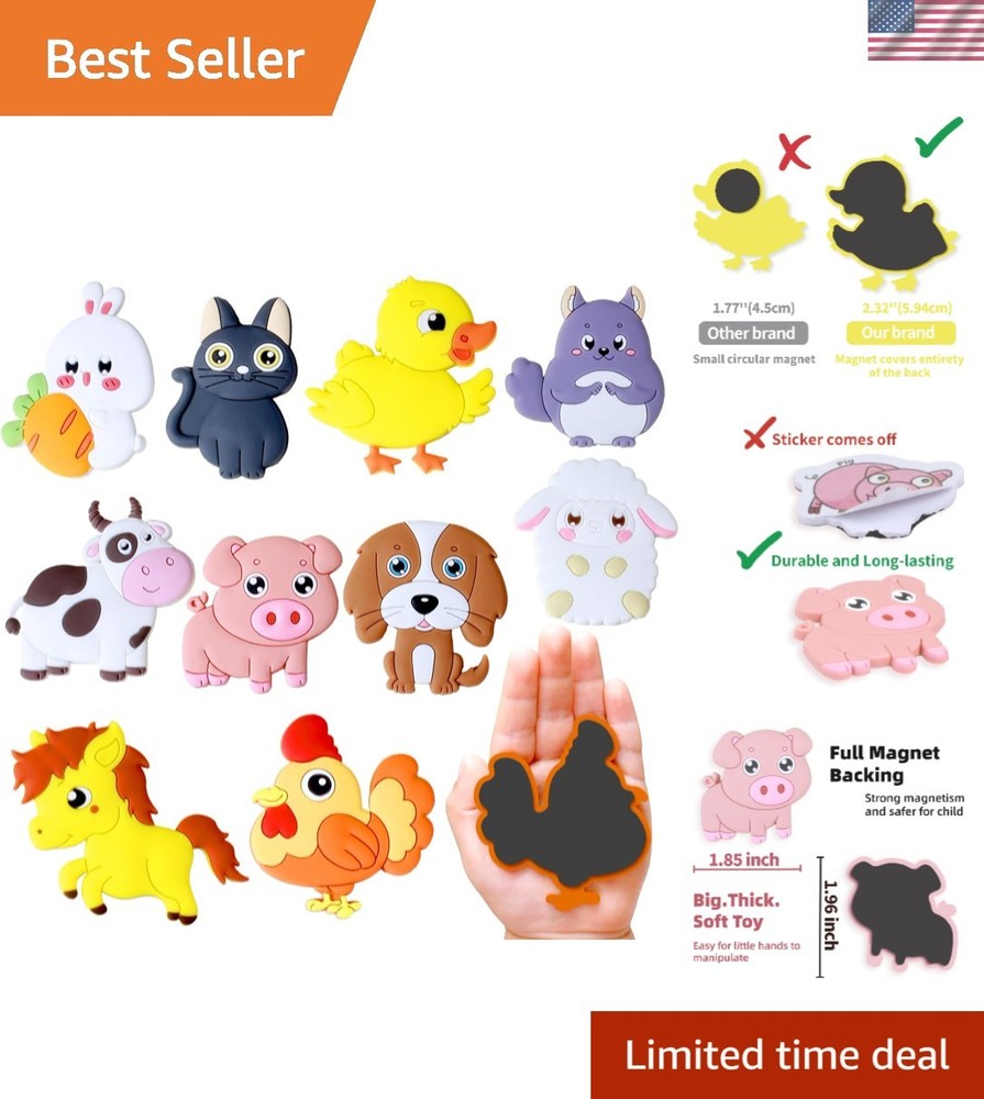 Zoo Animal Refrigerator Magnets for Kids & Toddlers, Cute Educational Fridge