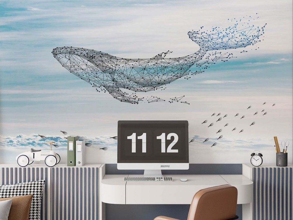 3D Sea Whale Illustration Wall Murals Wallpaper Murals Wall Sticker