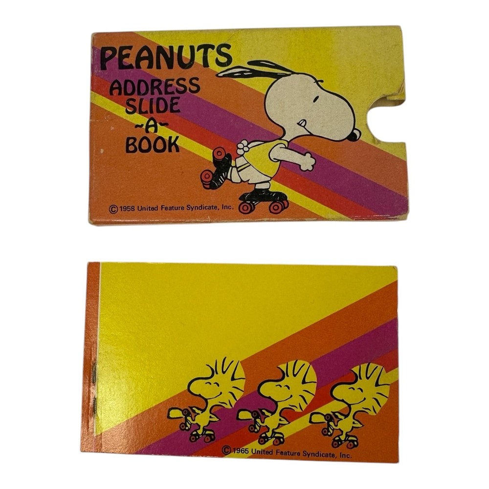 Vintage MCM 1965 PEANUTS Address Slide-A-Book.  Snoopy