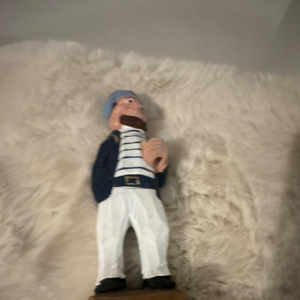 Hand Painted Wooden Nautical Sailor Figurine, Multicolor Striped Decor