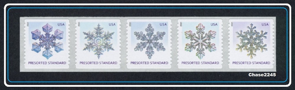 Scott #4808-12 2013 Snowflakes First Class Coil Strip Mint NH