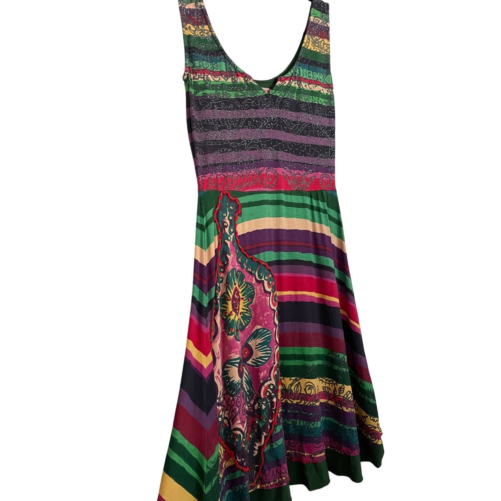 VTG Y2K Desigual Judithh Midi Dress Boho Forest Fairy Multicolor Medium Hippie