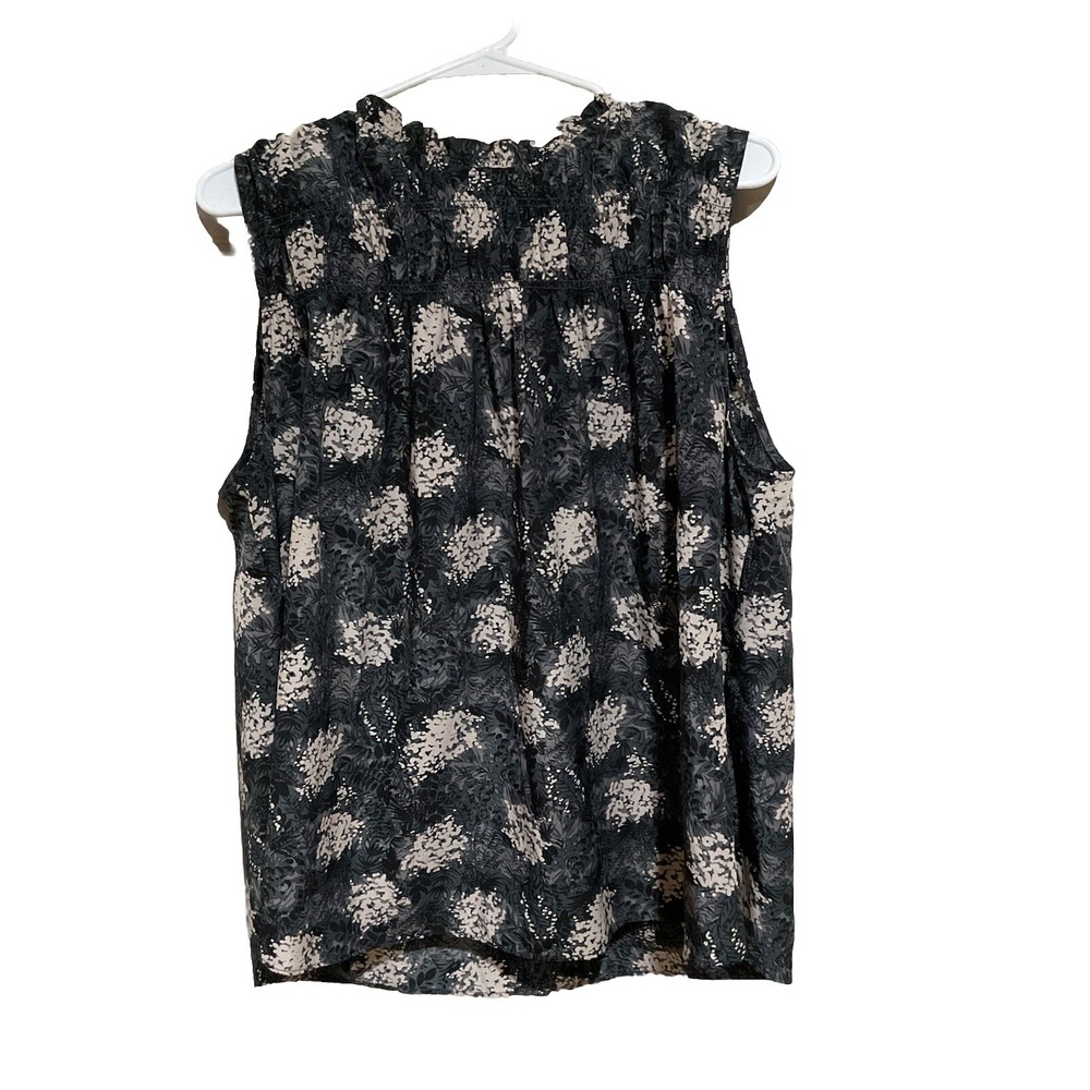 Joie Sleeveless Ruffle Neck Smocked Baltic Print Relaxed Top Women's Sz X-Large