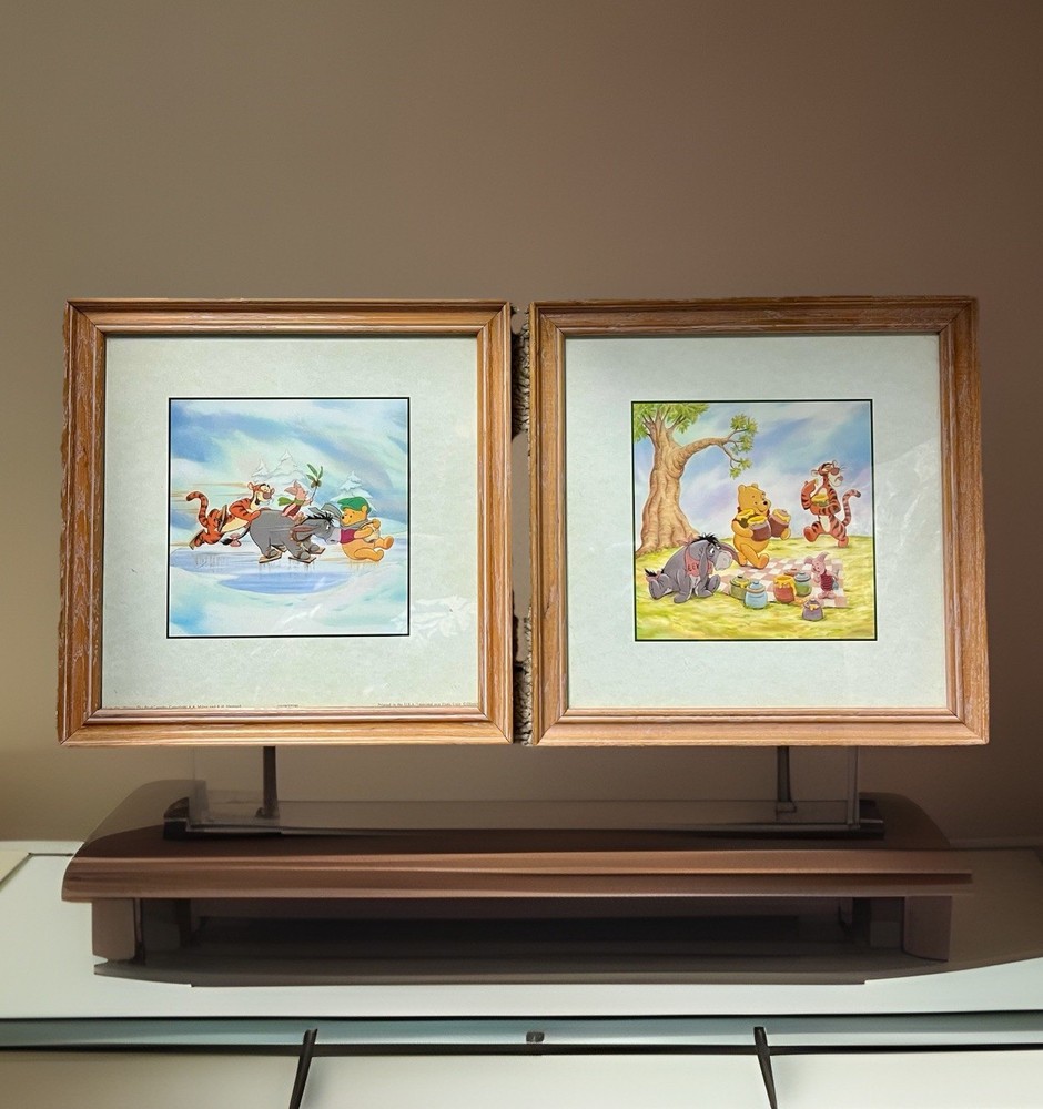 Winnie The Pooh and Friends 100 Acre Wood Framed Wall Art Four Seasons Lot of 2